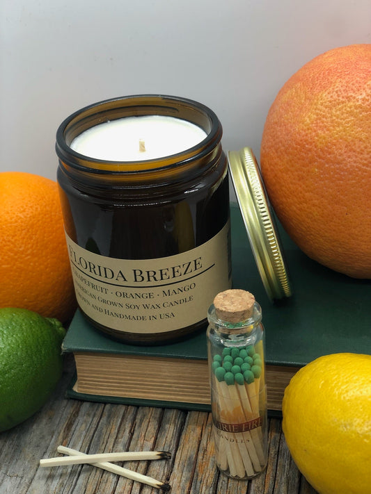 Florida Breeze Soy Candle | 9 oz Amber Apothecary Jar
