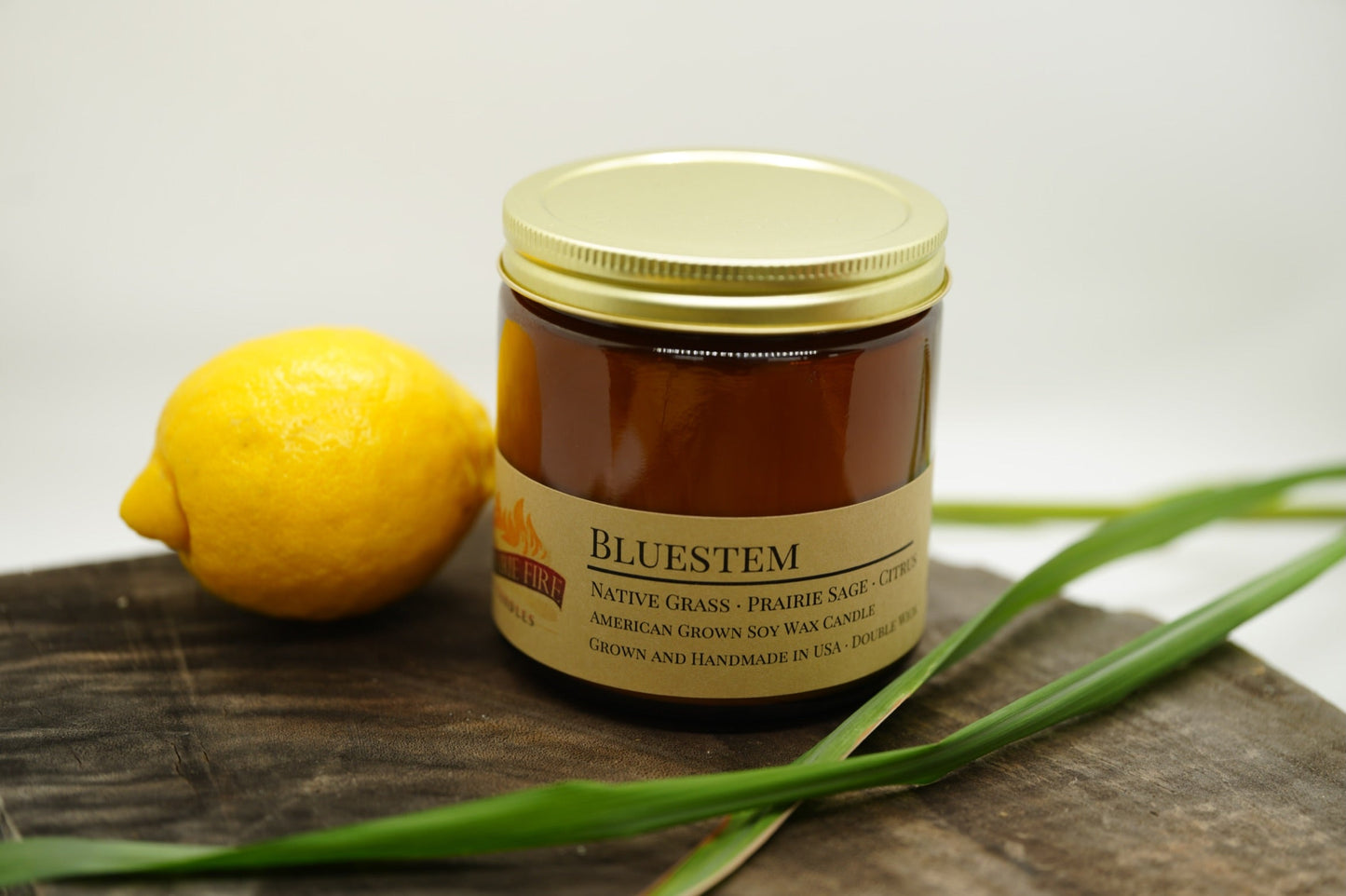 Bluestem Soy Candle | 16 oz Double Wick Amber Apothecary Jar