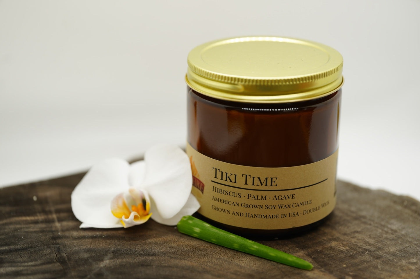 Tiki Time Soy Candle | 16 oz Double Wick Amber Apothecary Jar