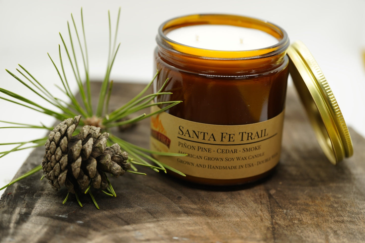 Santa Fe Trail Soy Candle | 16 oz Double Wick Amber Apothecary Jar