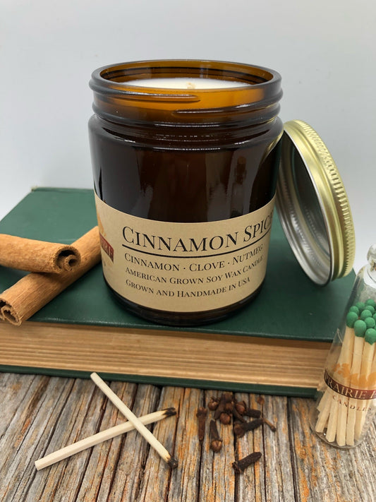 Cinnamon Spice Soy Candle | 9 oz Amber Apothecary Jar