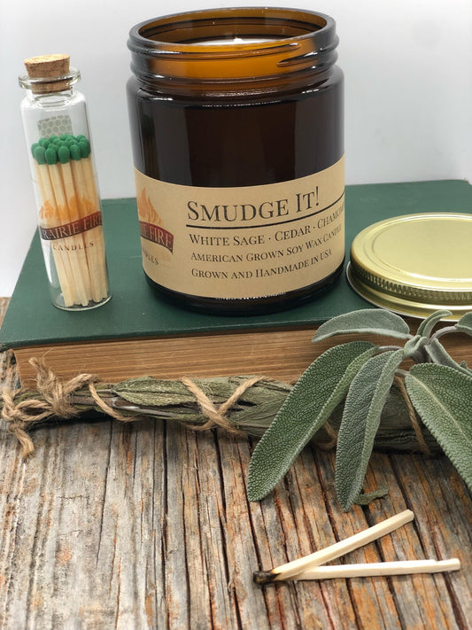 Smudge It! Soy Candle | 9 oz Amber Apothecary Jar