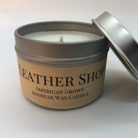 Leather Shop Soy Candle | 2 oz Travel Tin
