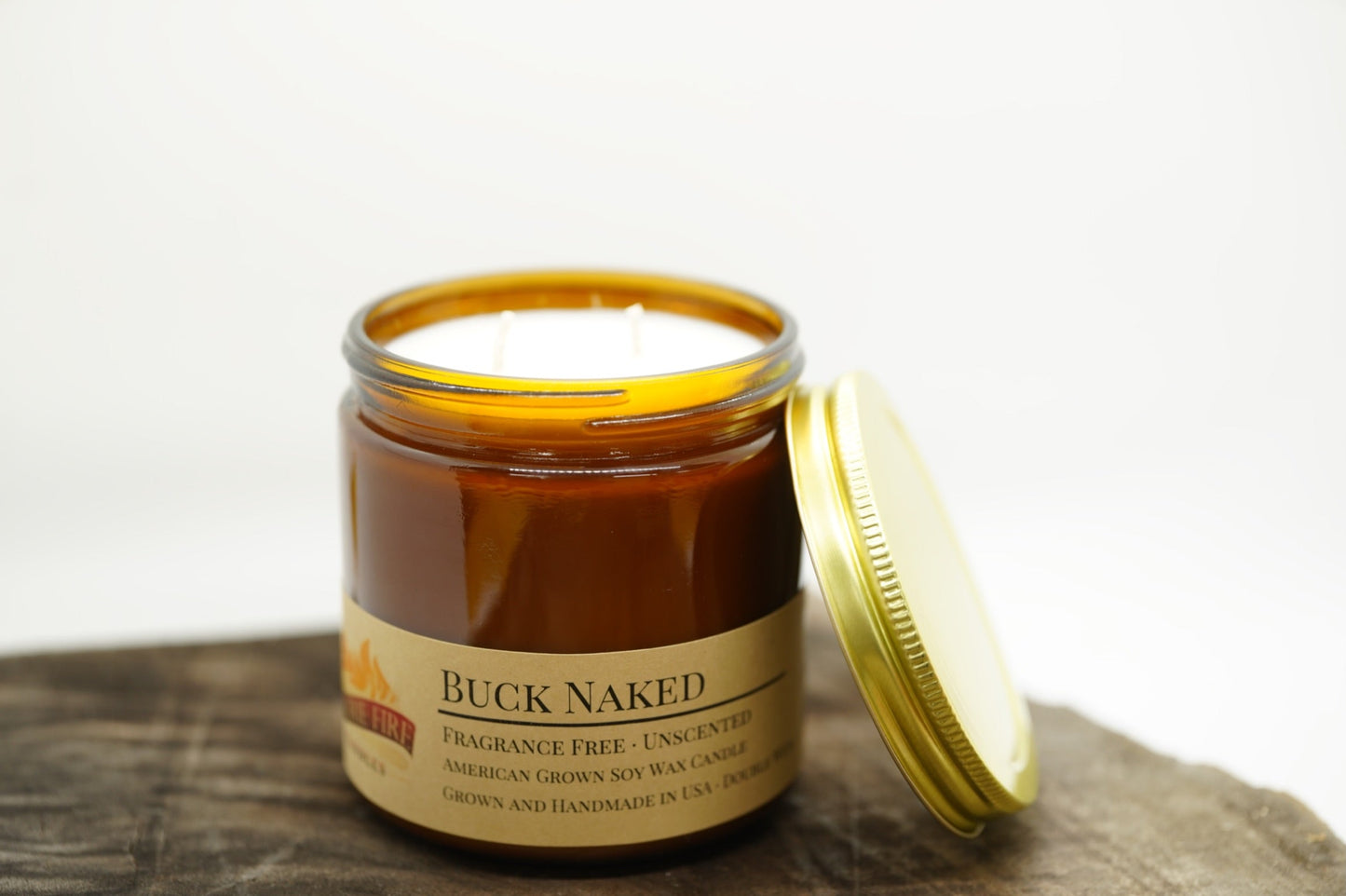 Buck Naked Soy Candle | 16 oz Double Wick Amber Apothecary Jar