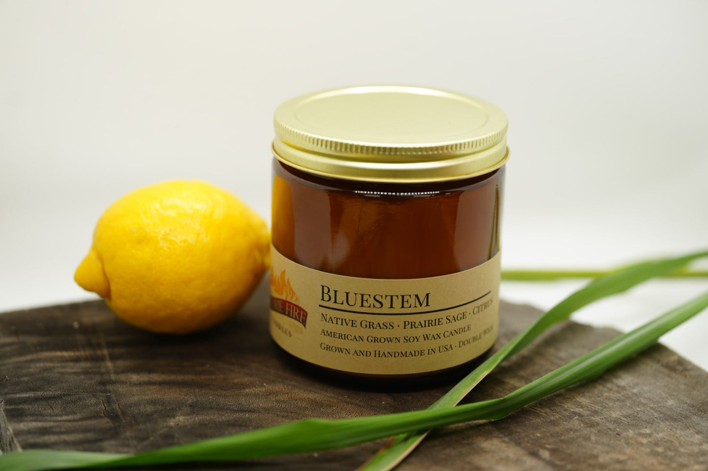 Bluestem Soy Candle | 16 oz Double Wick Amber Apothecary Jar