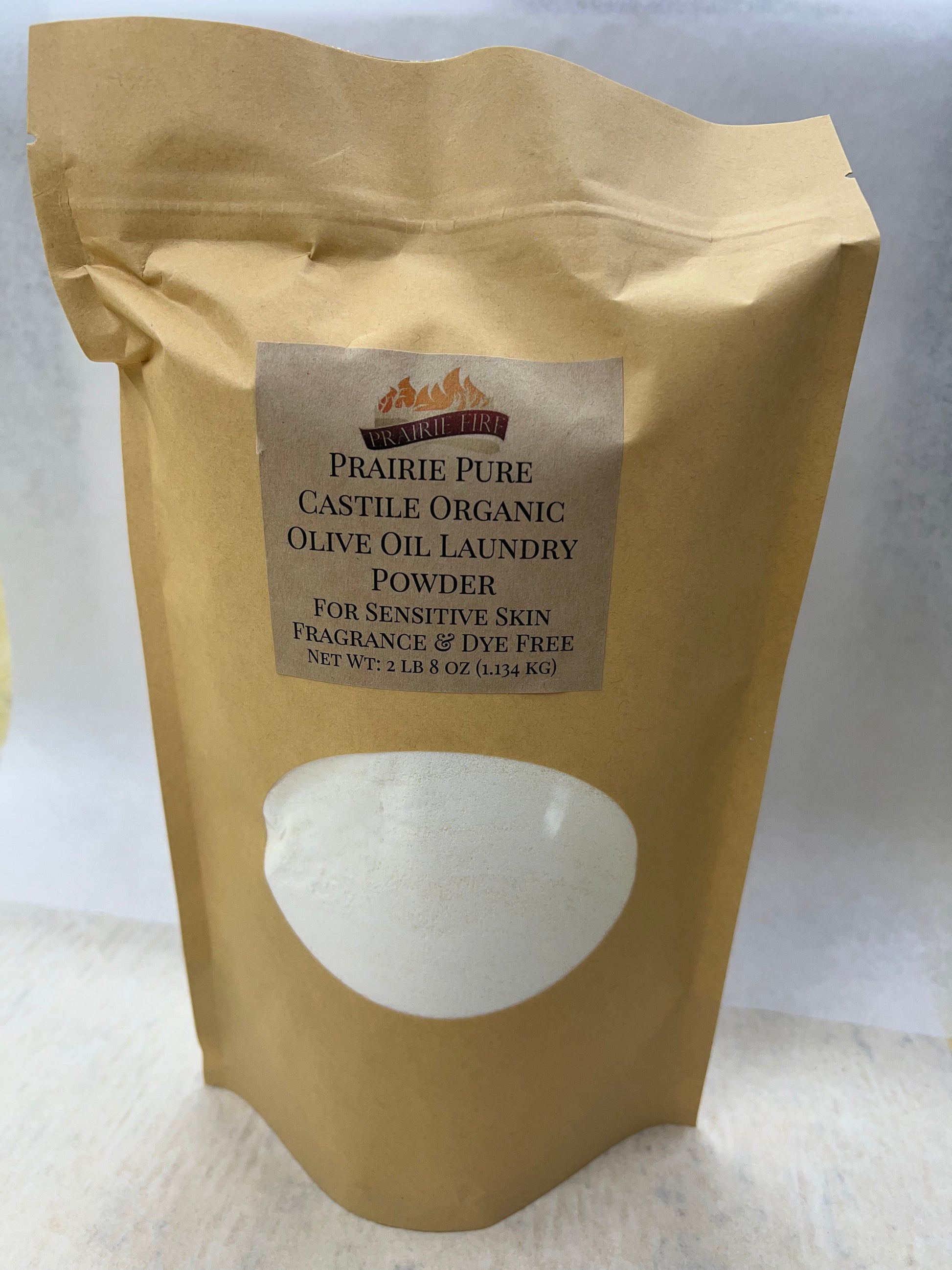 Prairie Pure Castile Organic Olive Oil Laundry Powder - Net Wt: 2 lb 8 oz (1.134 kg) - Fragrance Dye Free Sensitive Skin Soap - Prairie Fire Candles