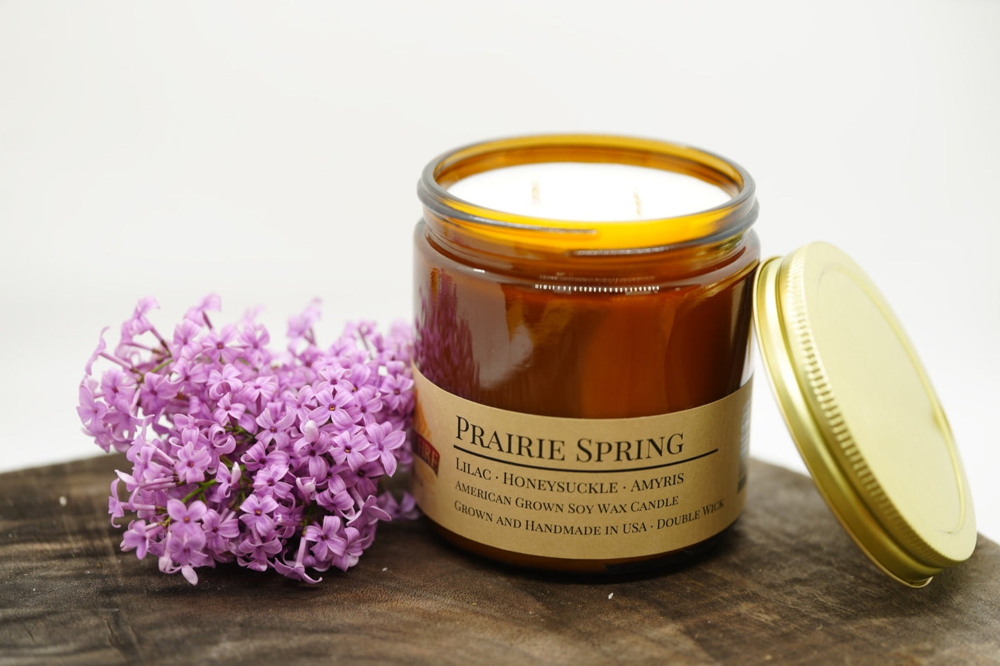 Prairie Spring Soy Candle | 16 oz Double Wick Amber Apothecary Jar