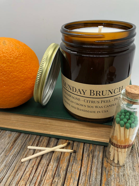 Sunday Brunch Soy Candle | 9 oz Amber Apothecary Jar