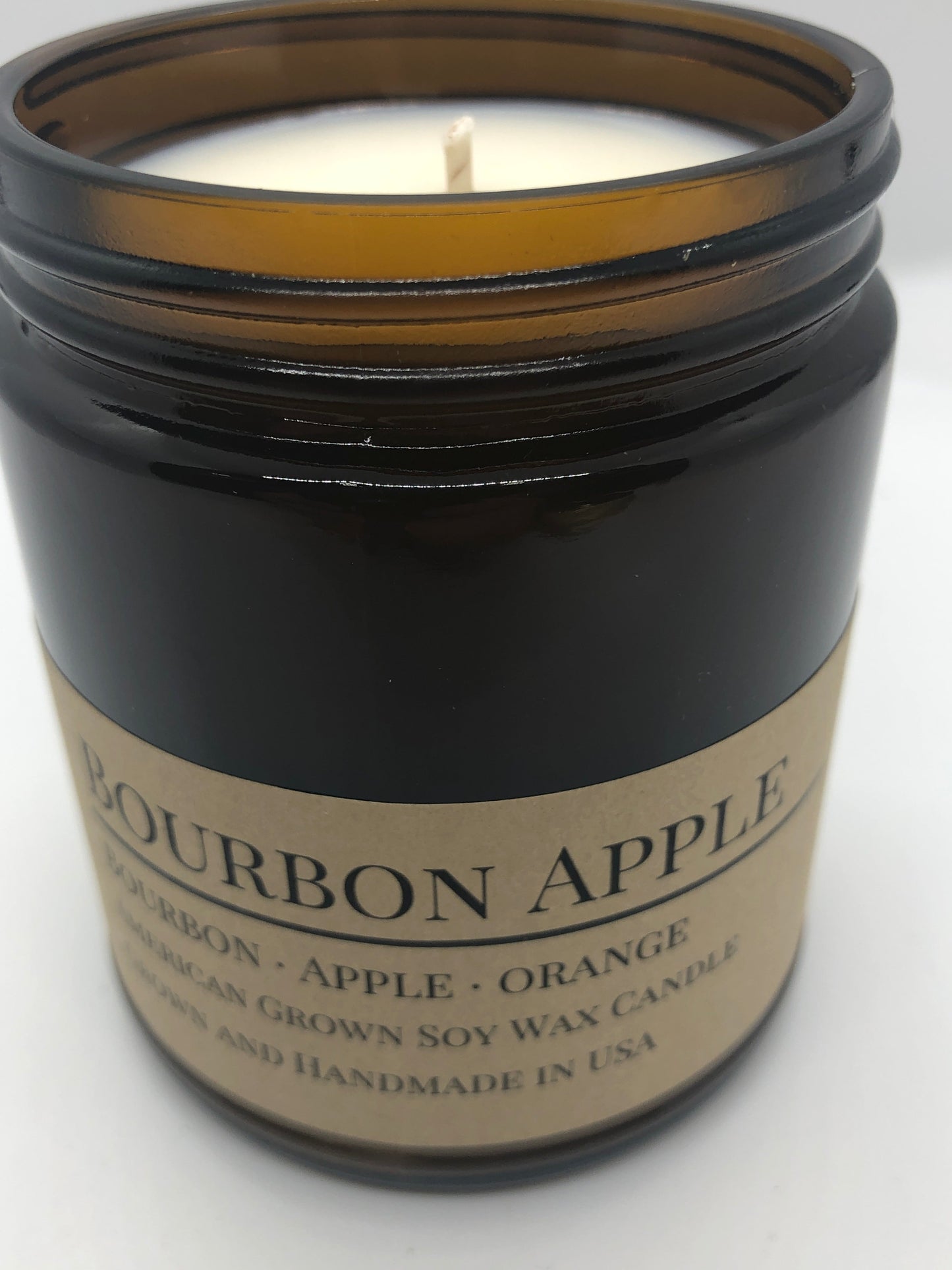 Bourbon Apple Soy Candle | 9 oz Amber Apothecary Jar