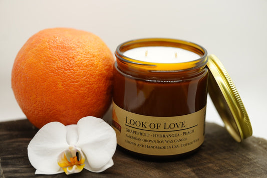 Look of Love Soy Candle | 16 oz Double Wick Amber Apothecary Jar