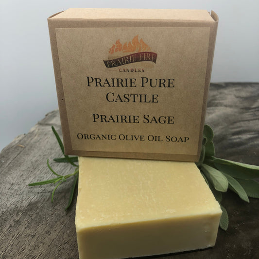 Prairie Sage Real Castile Organic Olive Oil Soap for Sensitive Skin - Dye Free - 100% Certified Organic Extra Virgin Olive Oil