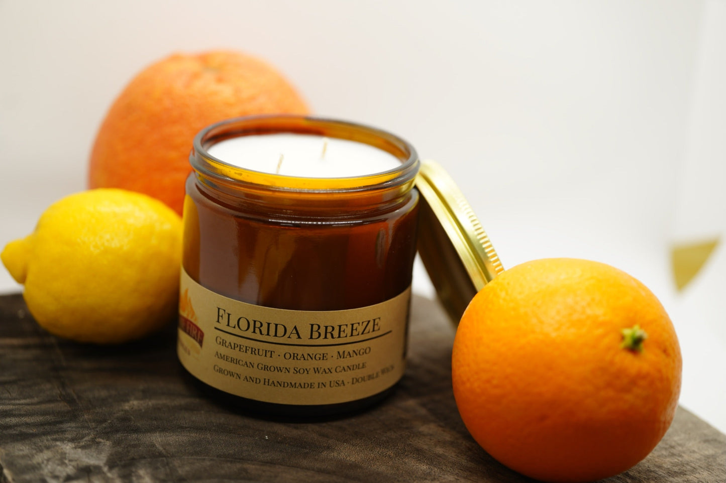 Florida Breeze Soy Candle | 16 oz Double Wick Amber Apothecary Jar