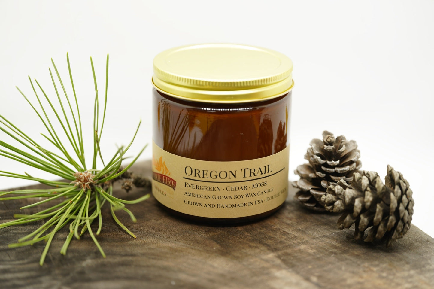 Oregon Trail Soy Candle | 16 oz Double Wick Amber Apothecary Jar