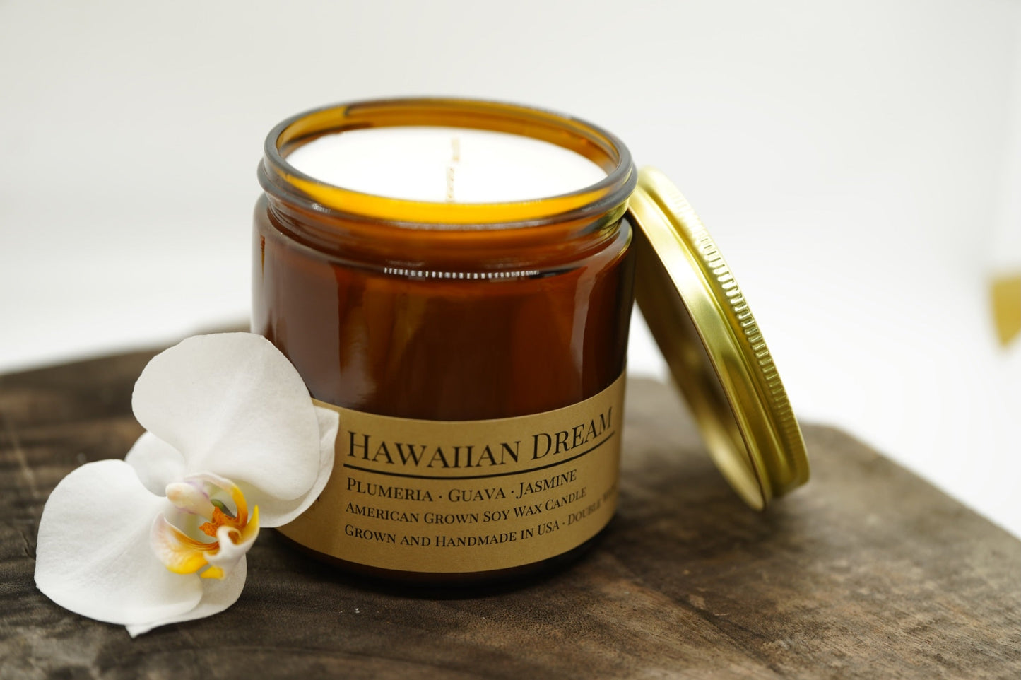 Hawaiian Dream Soy Candle | 16 oz Double Wick Amber Apothecary Jar