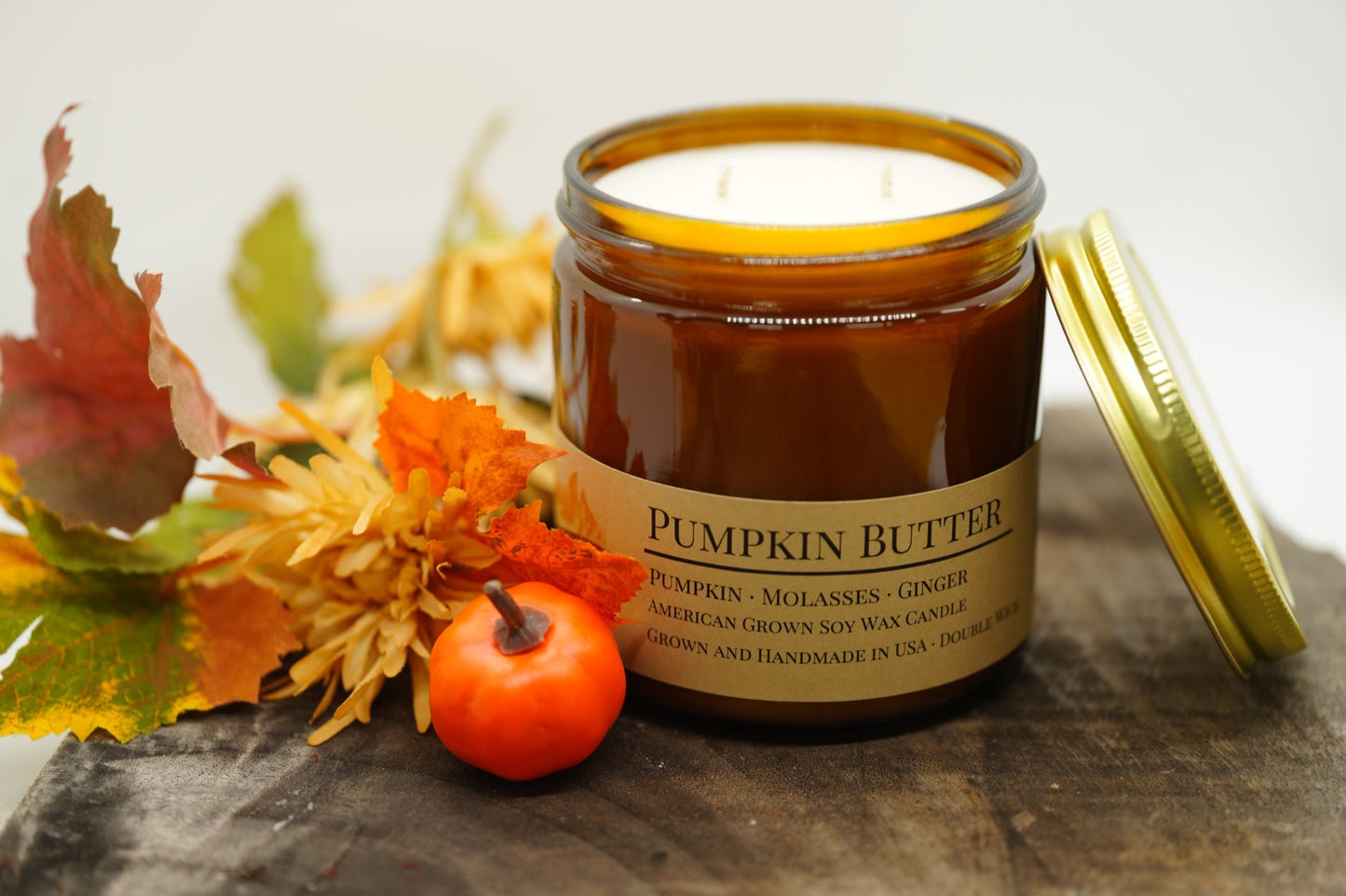 Pumpkin Butter Soy Candle | 16 oz Double Wick Amber Apothecary Jar