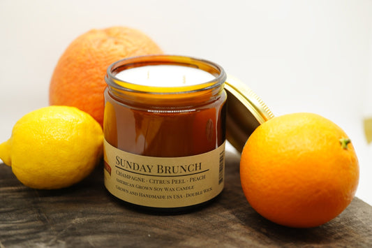 Sunday Brunch Soy Candle | 16 oz Double Wick Amber Apothecary Jar