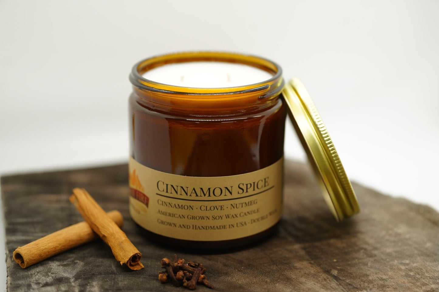 Cinnamon Spice Soy Candle | 16 oz Double Wick Amber Apothecary Jar
