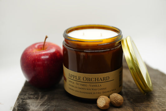 Apple Orchard Soy Candle | 16 oz Double Wick Amber Apothecary Jar