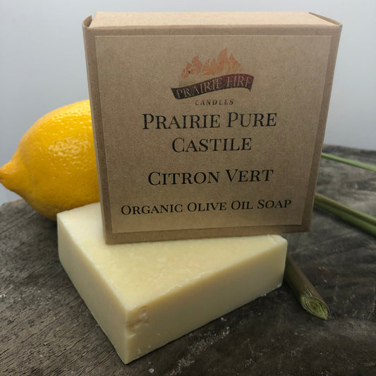 Citron Vert Real Castile Organic Olive Oil Soap for Sensitive Skin - Dye Free - 100% Certified Organic Extra Virgin Olive Oil