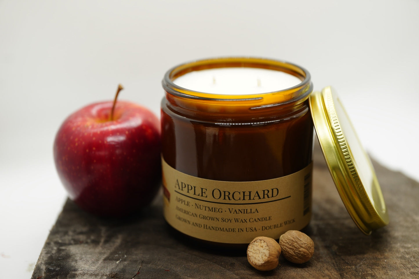 Apple Orchard Soy Candle | 16 oz Double Wick Amber Apothecary Jar