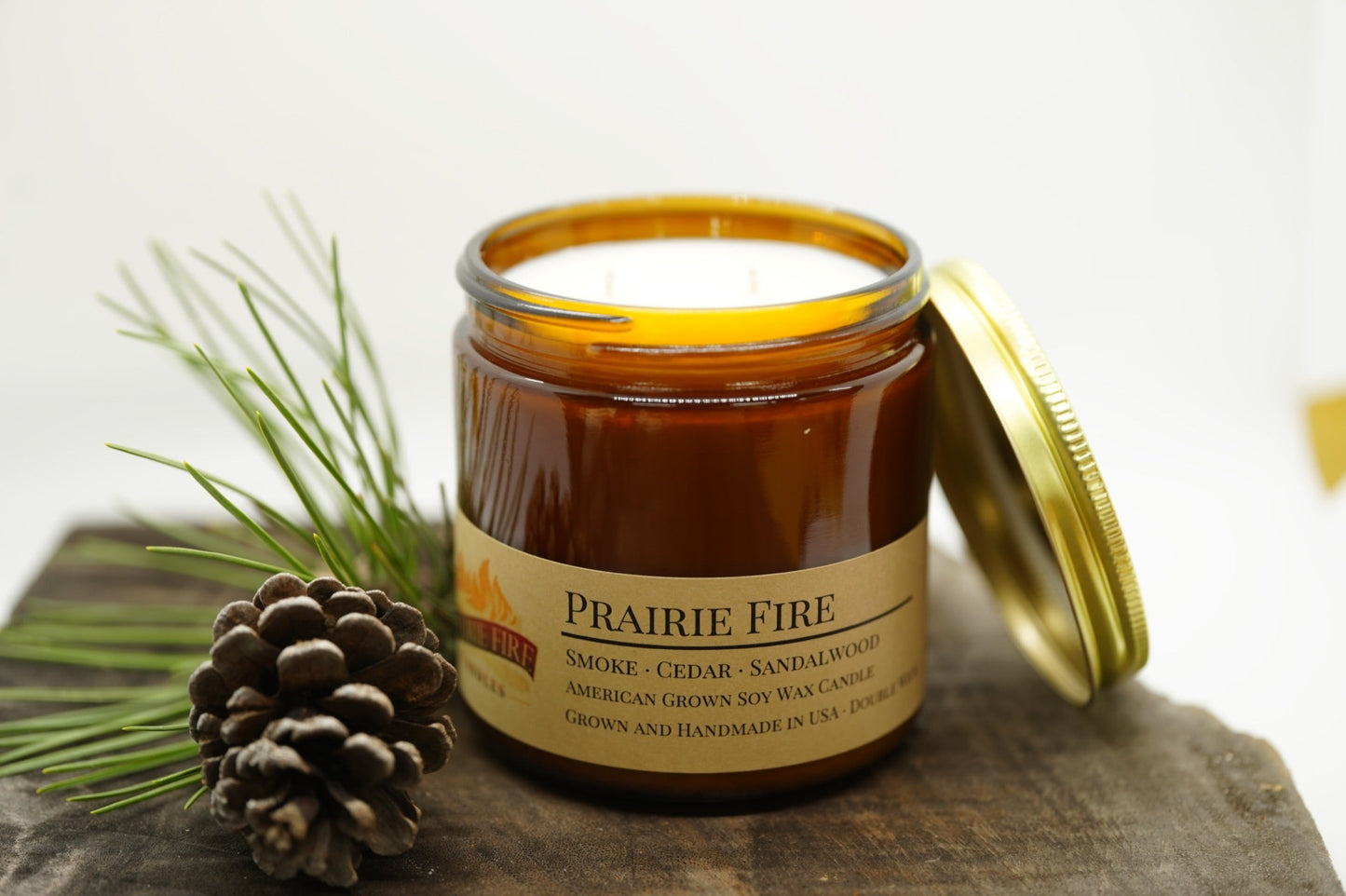 Prairie Fire Soy Candle | 16 oz Double Wick Amber Apothecary Jar