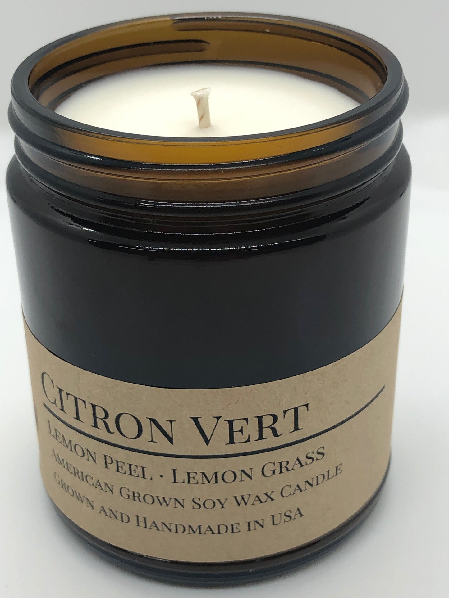Citron Vert Soy Candle | 9 oz Amber Apothecary Jar