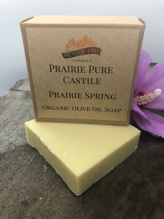 Prairie Spring Real Castile Organic Olive Oil Soap for Sensitive Skin - Dye Free - 100% Certified Organic Extra Virgin Olive Oil