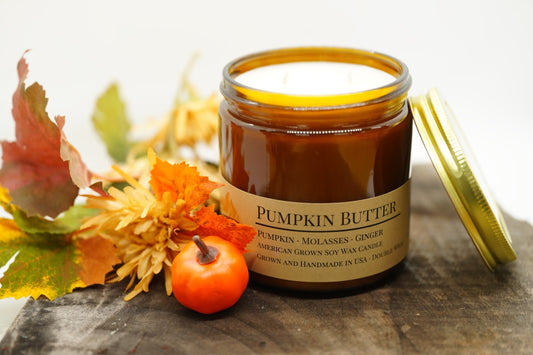 Pumpkin Butter Soy Candle | 16 oz Double Wick Amber Apothecary Jar