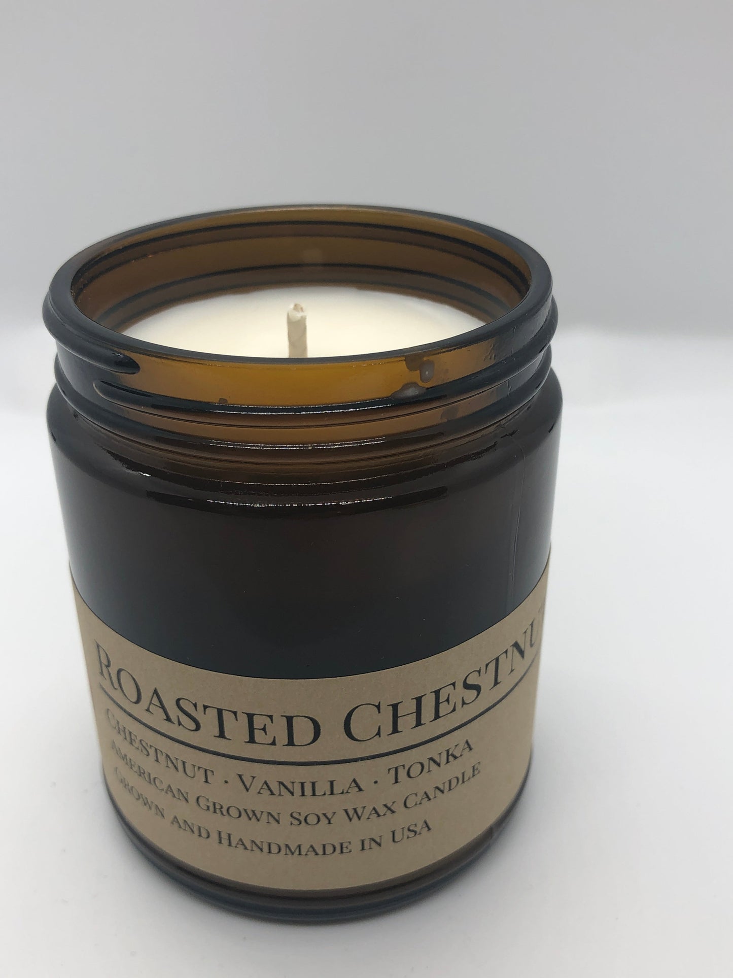 Roasted Chestnut Soy Candle | 9 oz Amber Apothecary Jar