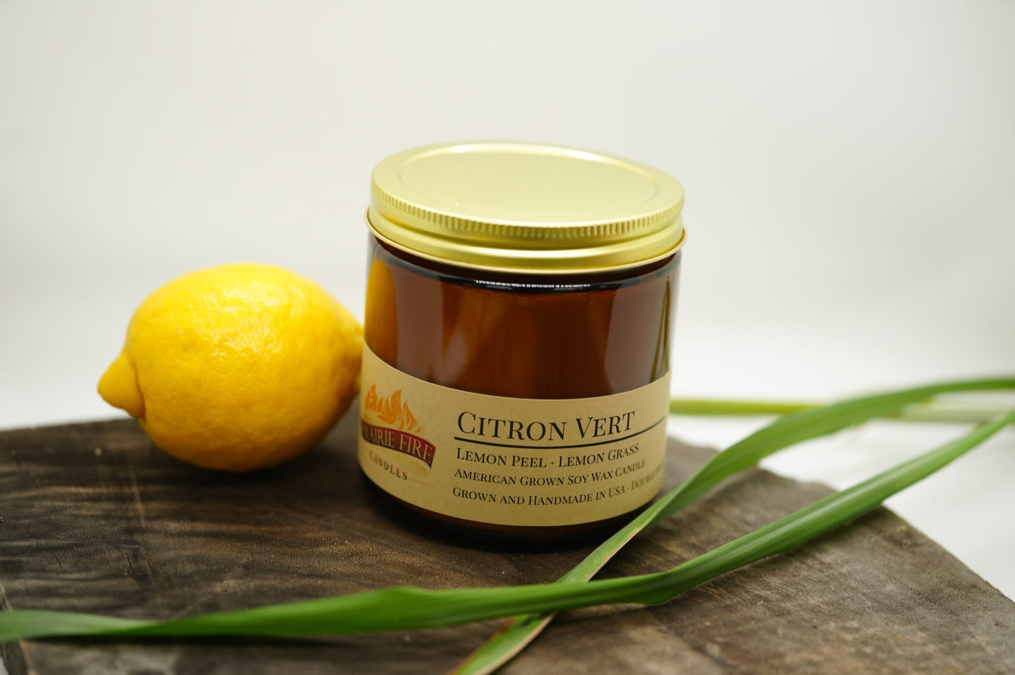 Citron Vert Soy Candle | 16 oz Double Wick Amber Apothecary Jar