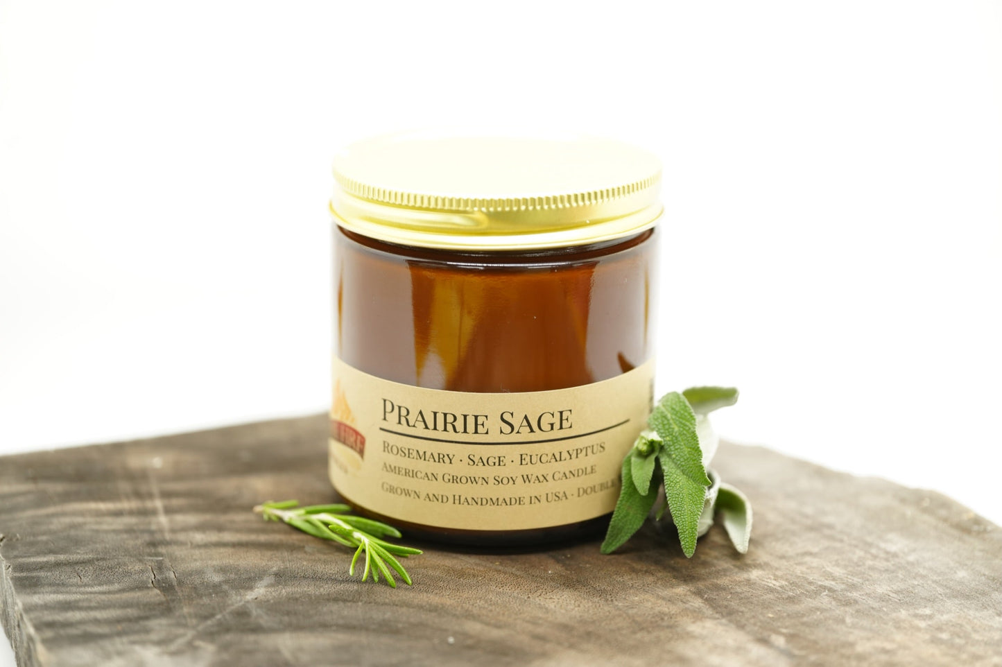Prairie Sage Soy Candle | 16 oz Double Wick Amber Apothecary Jar