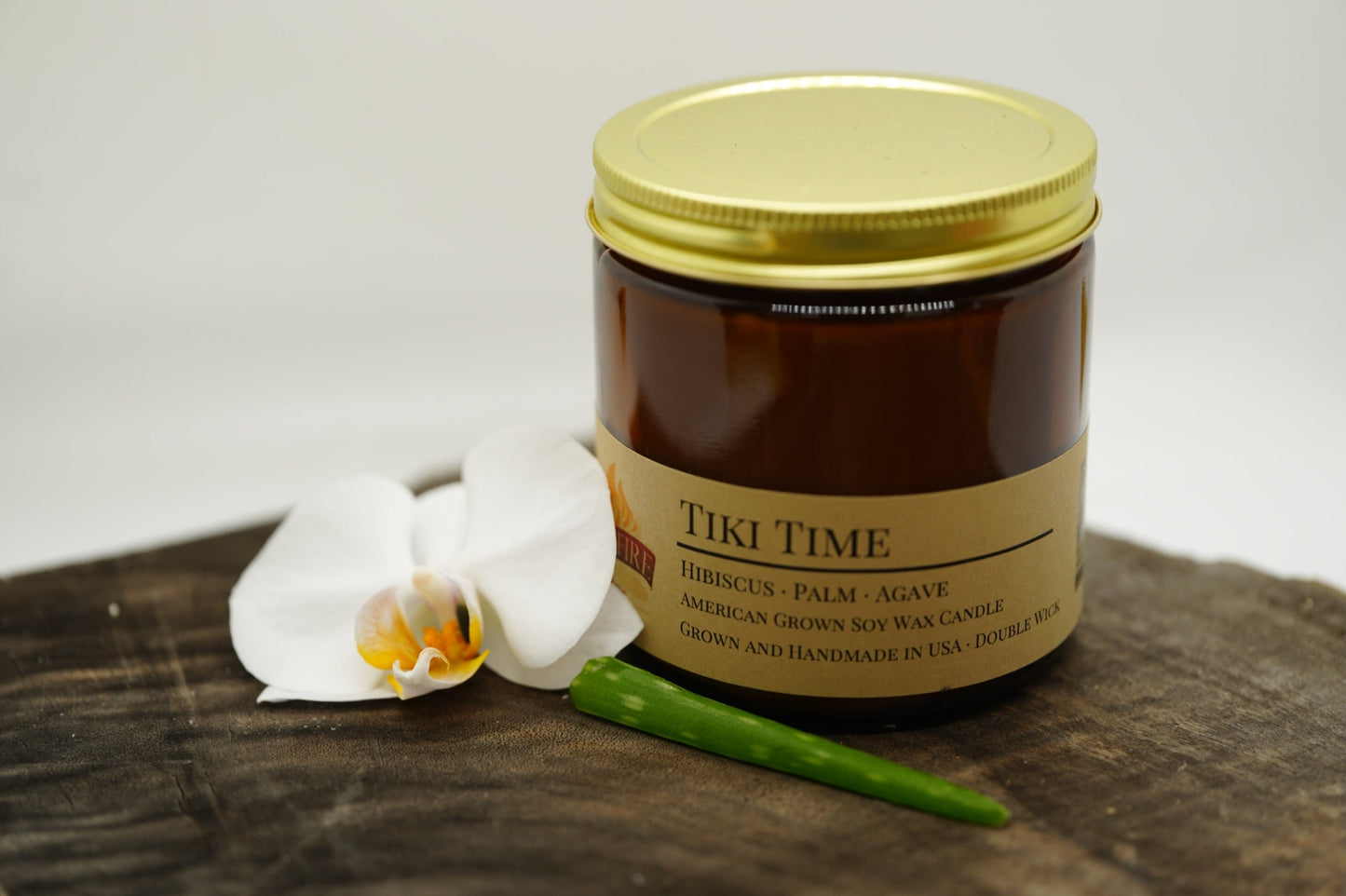 Tiki Time Soy Candle | 16 oz Double Wick Amber Apothecary Jar
