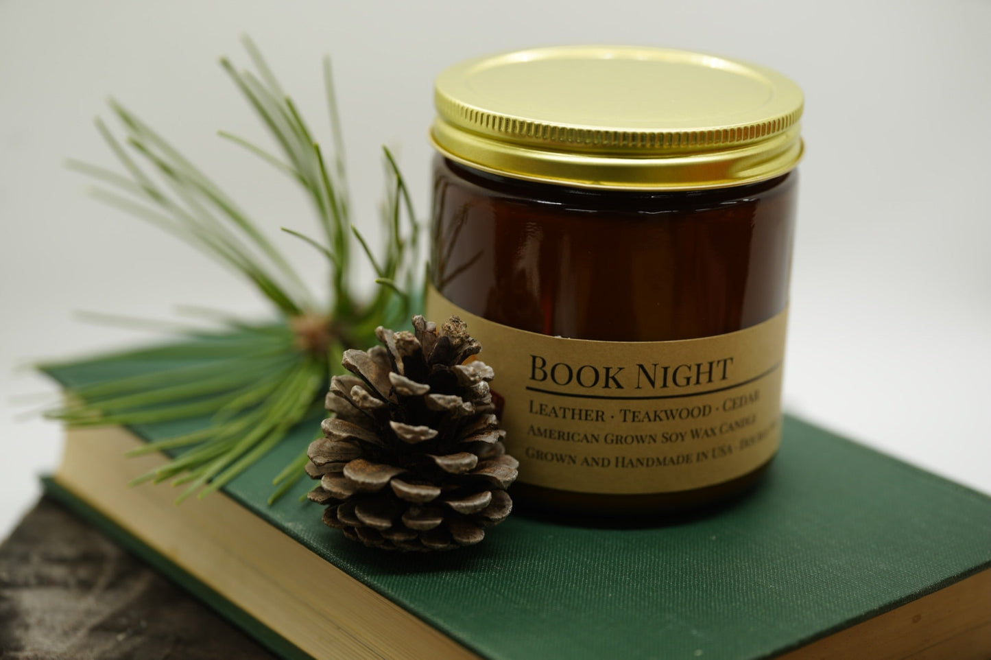Book Night Soy Candle | 16 oz Double Wick Amber Apothecary Jar