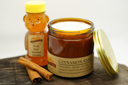 Cinnamon Snap Soy Candle | 16 oz Double Wick Amber Apothecary Jar