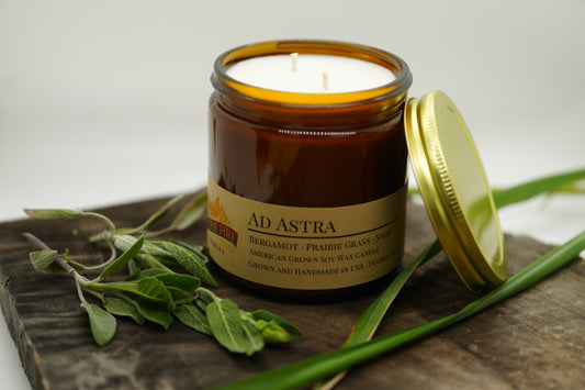 Ad Astra Soy Candle | 16 oz Double Wick Amber Apothecary Jar
