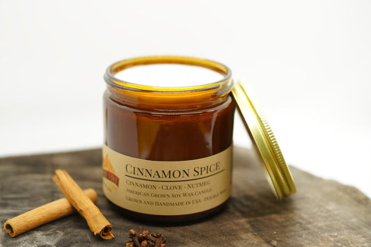 Cinnamon Spice Soy Candle | 16 oz Double Wick Amber Apothecary Jar