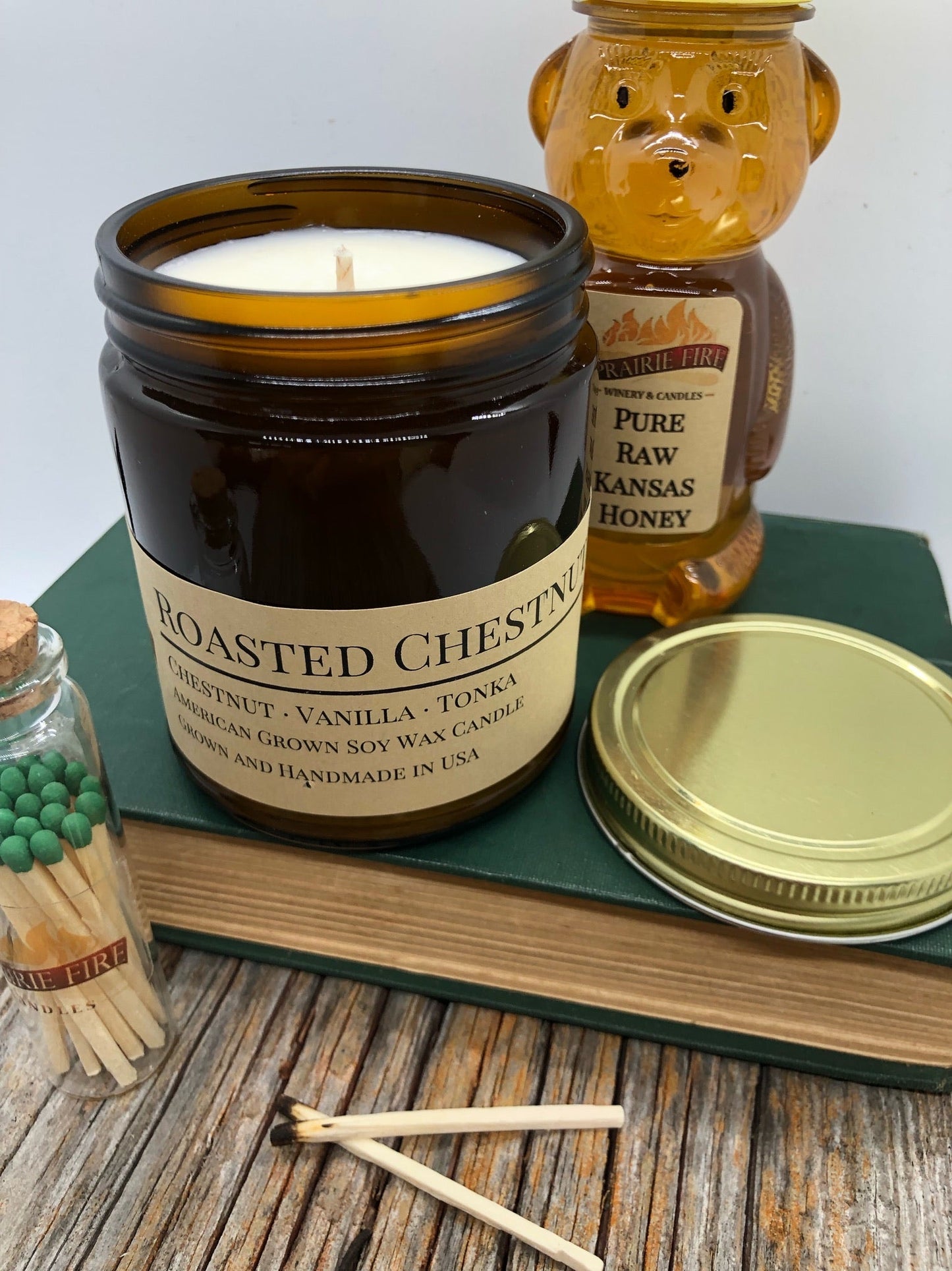Roasted Chestnut Soy Candle | 9 oz Amber Apothecary Jar