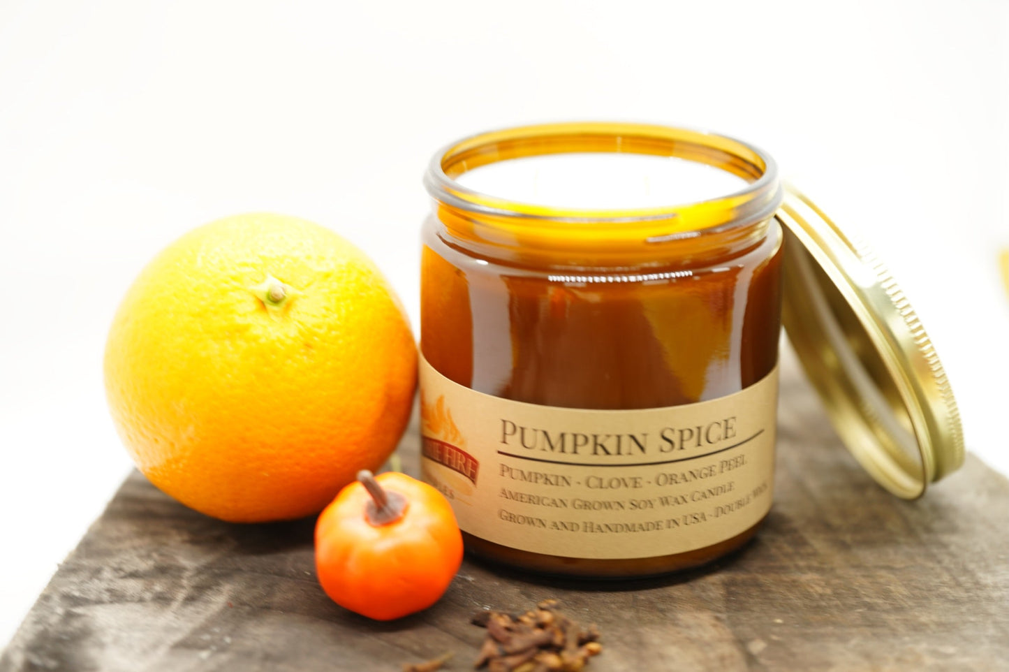 Pumpkin Spice Soy Candle | 16 oz Double Wick Amber Apothecary Jar