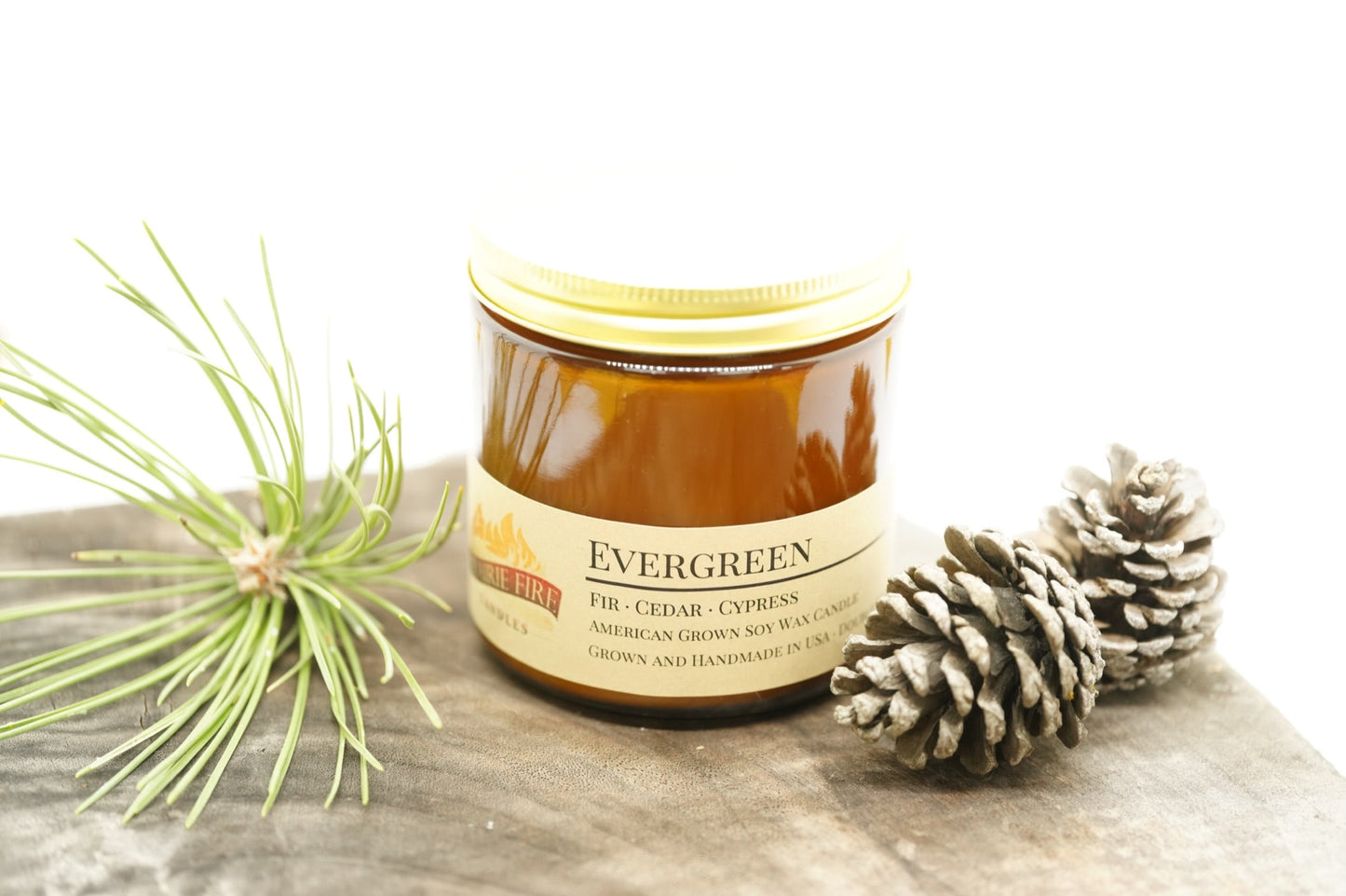 Evergreen Soy Candle | 16 oz Double Wick Amber Apothecary Jar
