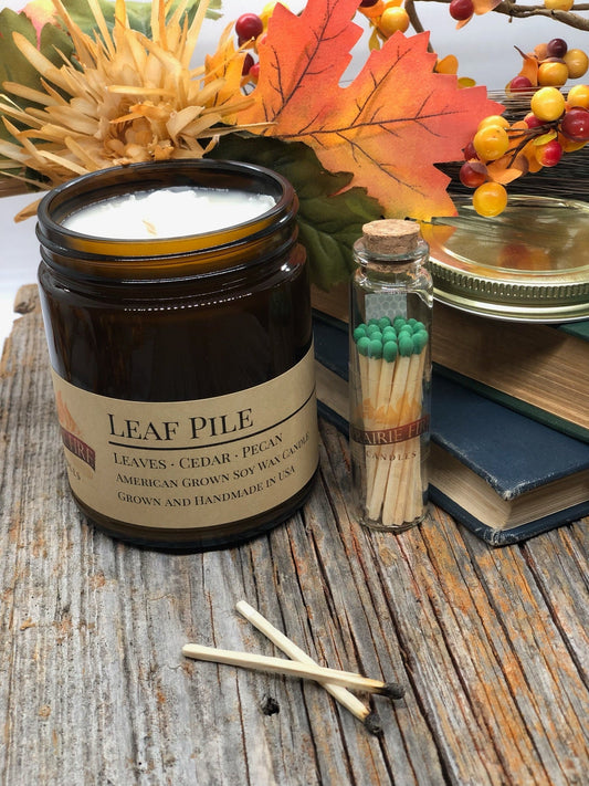 Leaf Pile Soy Candle | 9 oz Amber Apothecary Jar