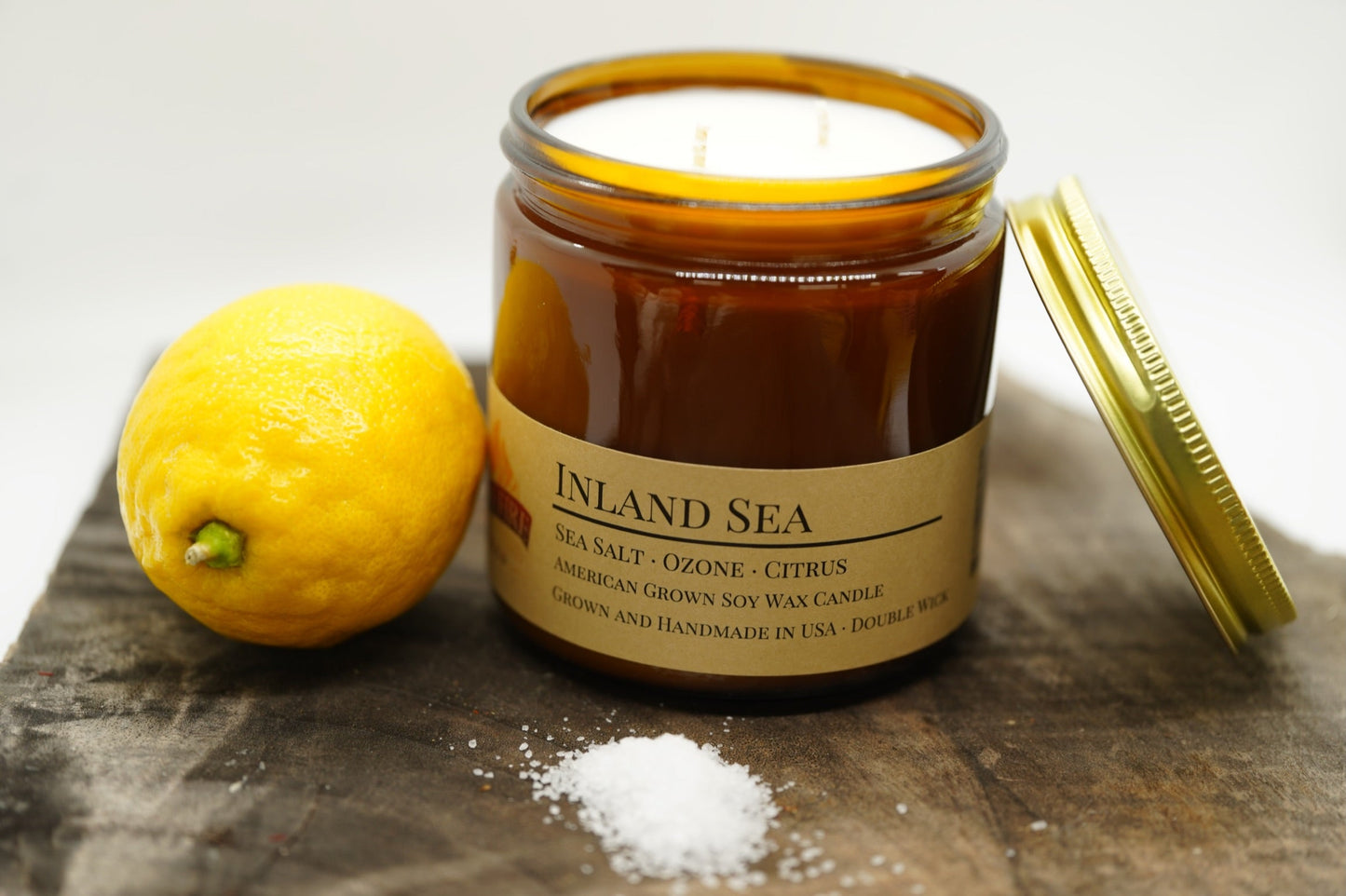 Inland Sea Soy Candle | 16 oz Double Wick Amber Apothecary Jar
